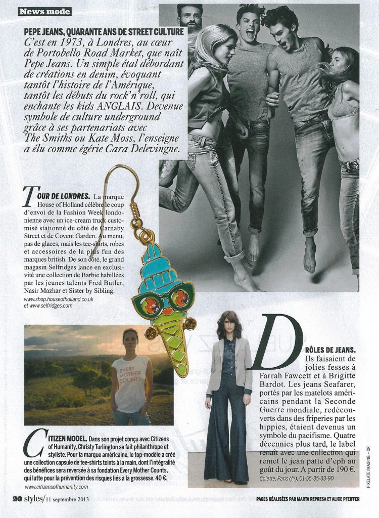 L'EXPRESS STYLES DATED SEPTEMBER 11TH 2013 P2 Marta Represa et Alice Pfeiffer