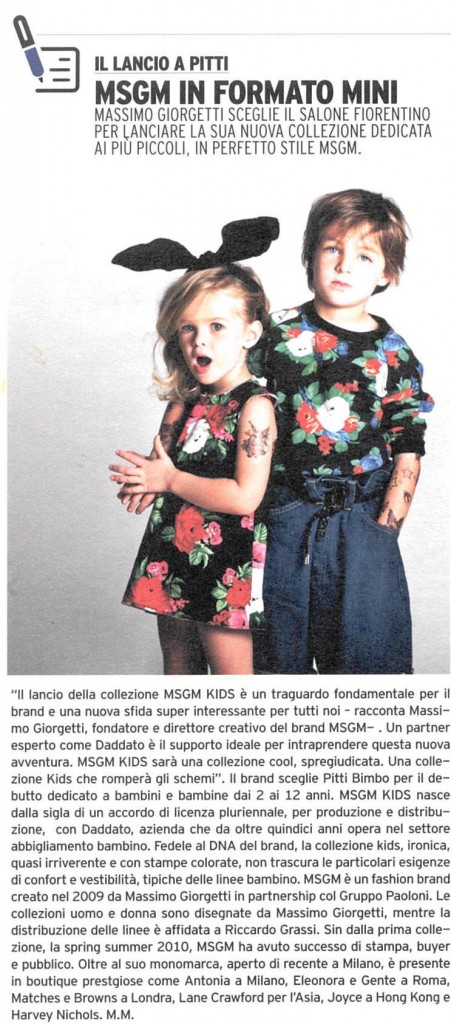 MSGM KIDS - FASHION ILLUSTRATED - GENNAIO 2014