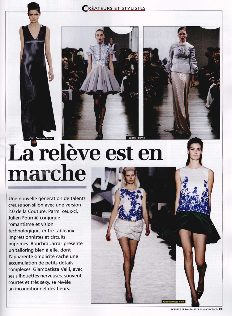 JOURNAL DU TEXTILE 18 feb 14 GIAMBATTISTA VALLI