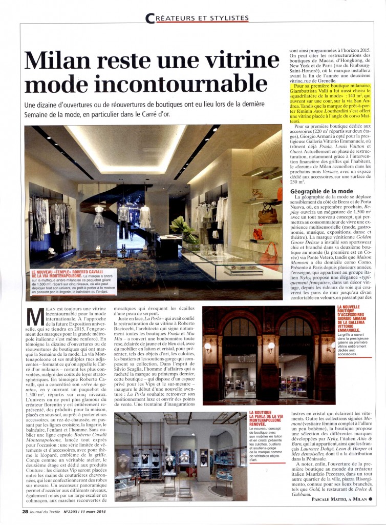JOURNAL DU TEXTILE 11 mar 14 GIAMBATTISTA VALLI