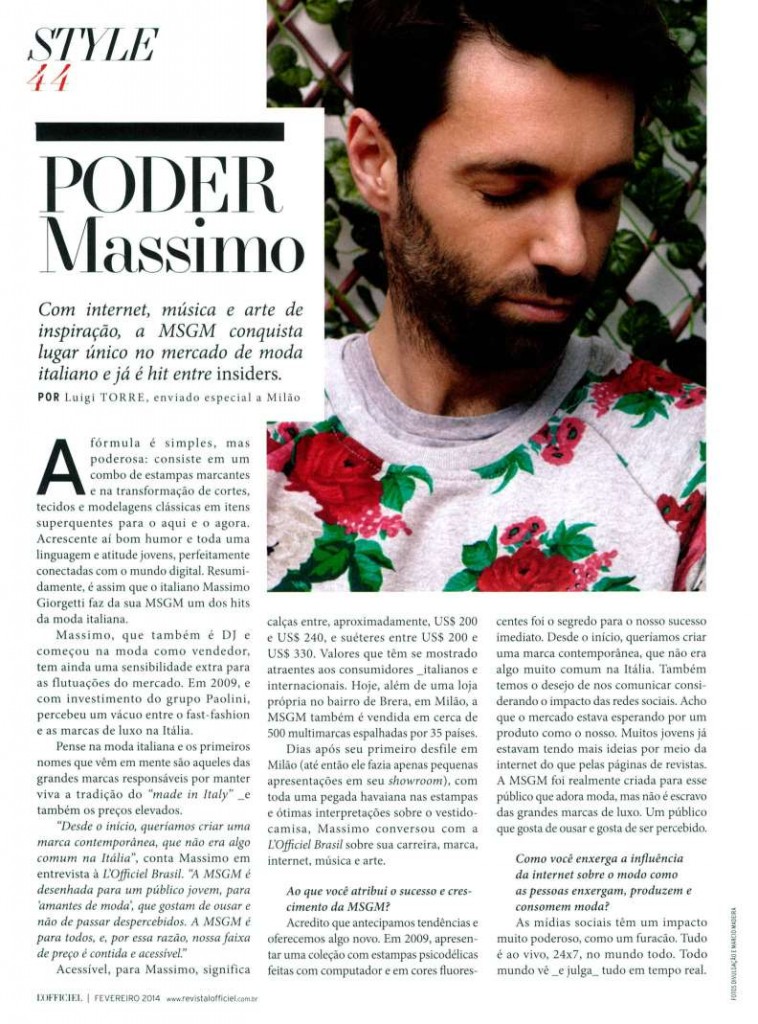 MSGM - L'Officiel BRA 2014-2-1 pag 44
