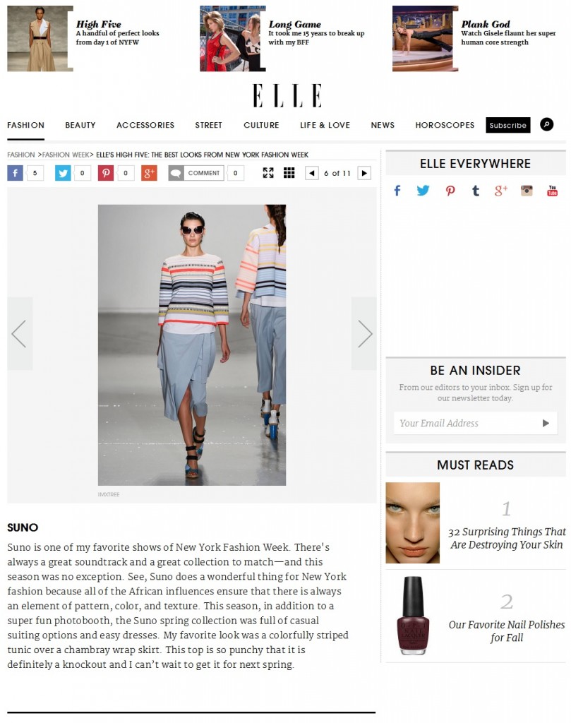 Suno - ELLE.com - September 6, 2014