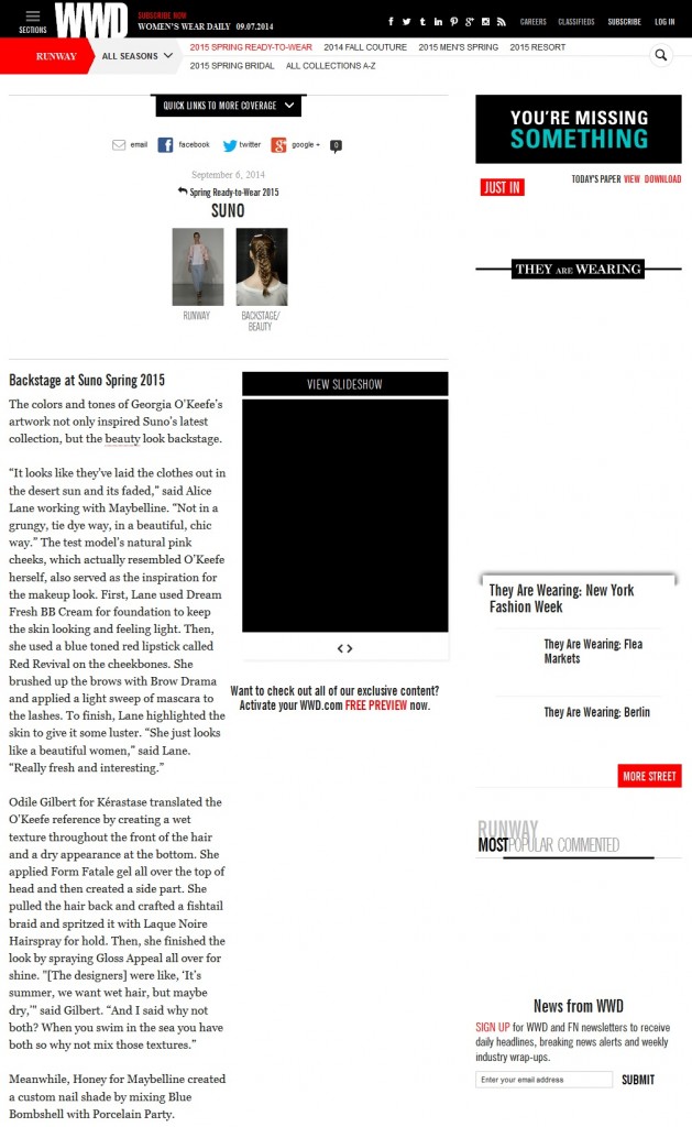 Suno - WWD.com - September 6, 2014