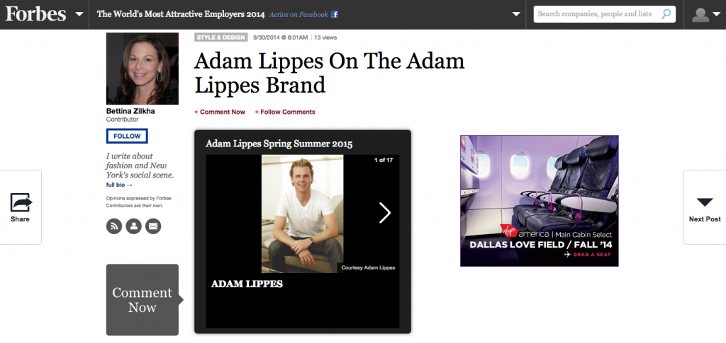 FORBES.COM AL CREDIT 30 SEPTEMBER 2014 - 1