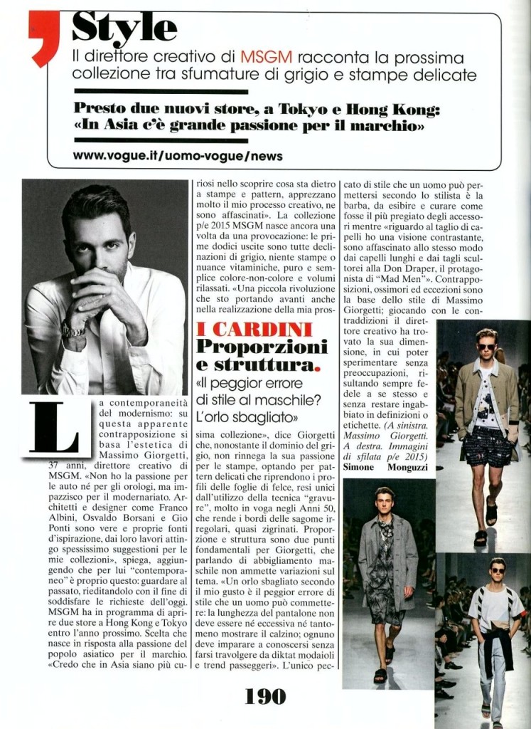 MSGM - L'UOMO VOGUE - GEN2015