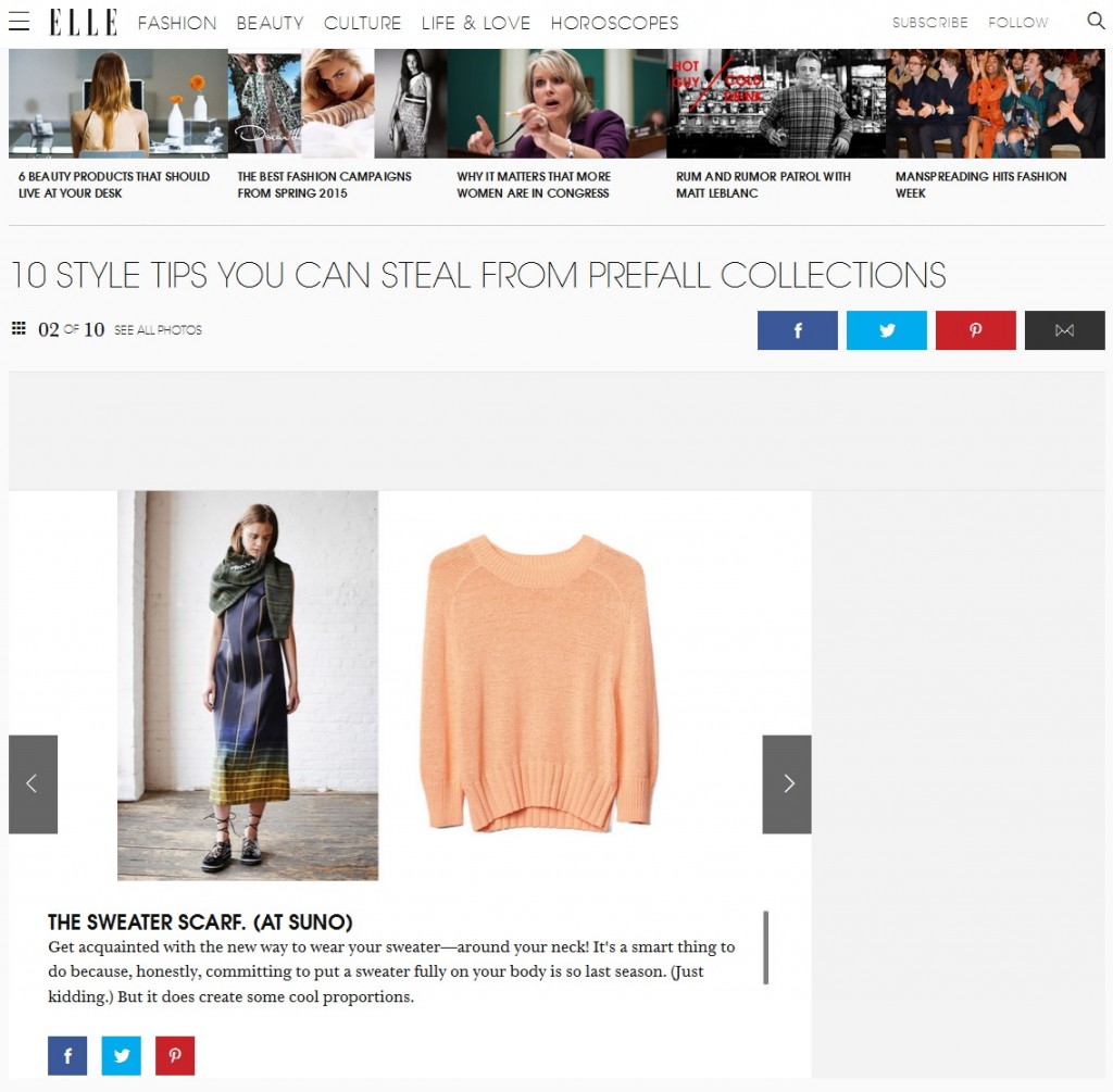 Suno - ELLE.com - January 23, 2015