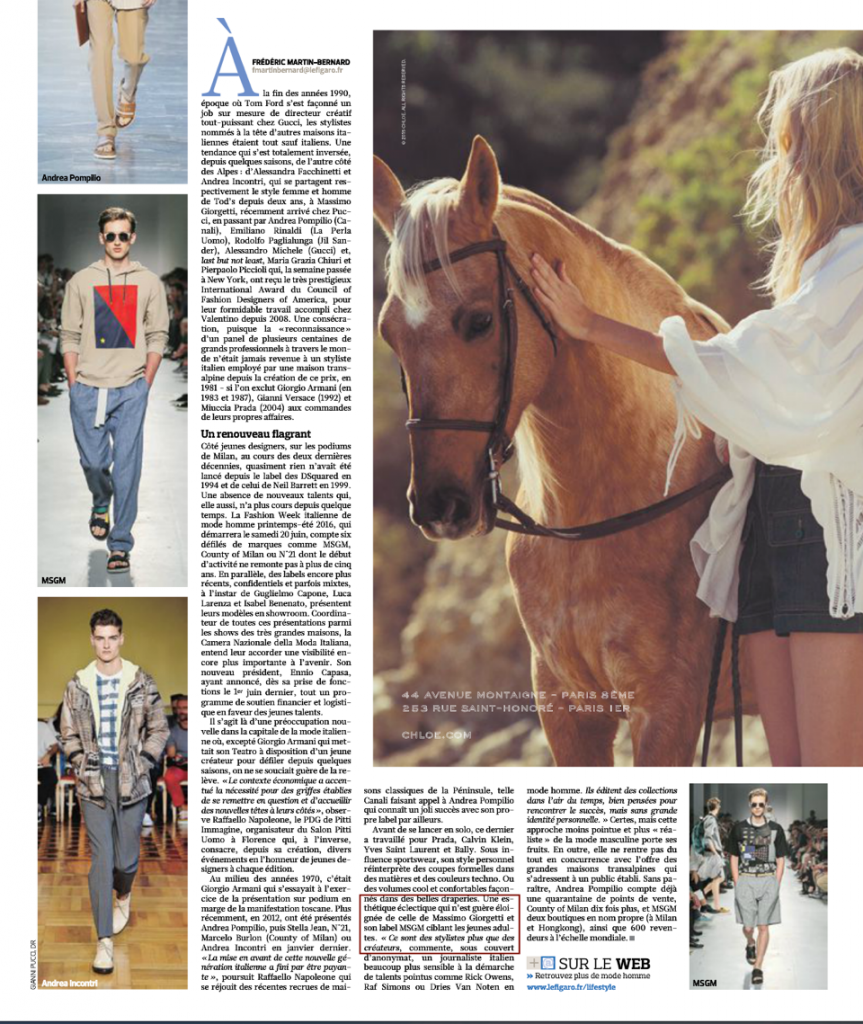 MSGM - LE FIGARO - 08JUN15